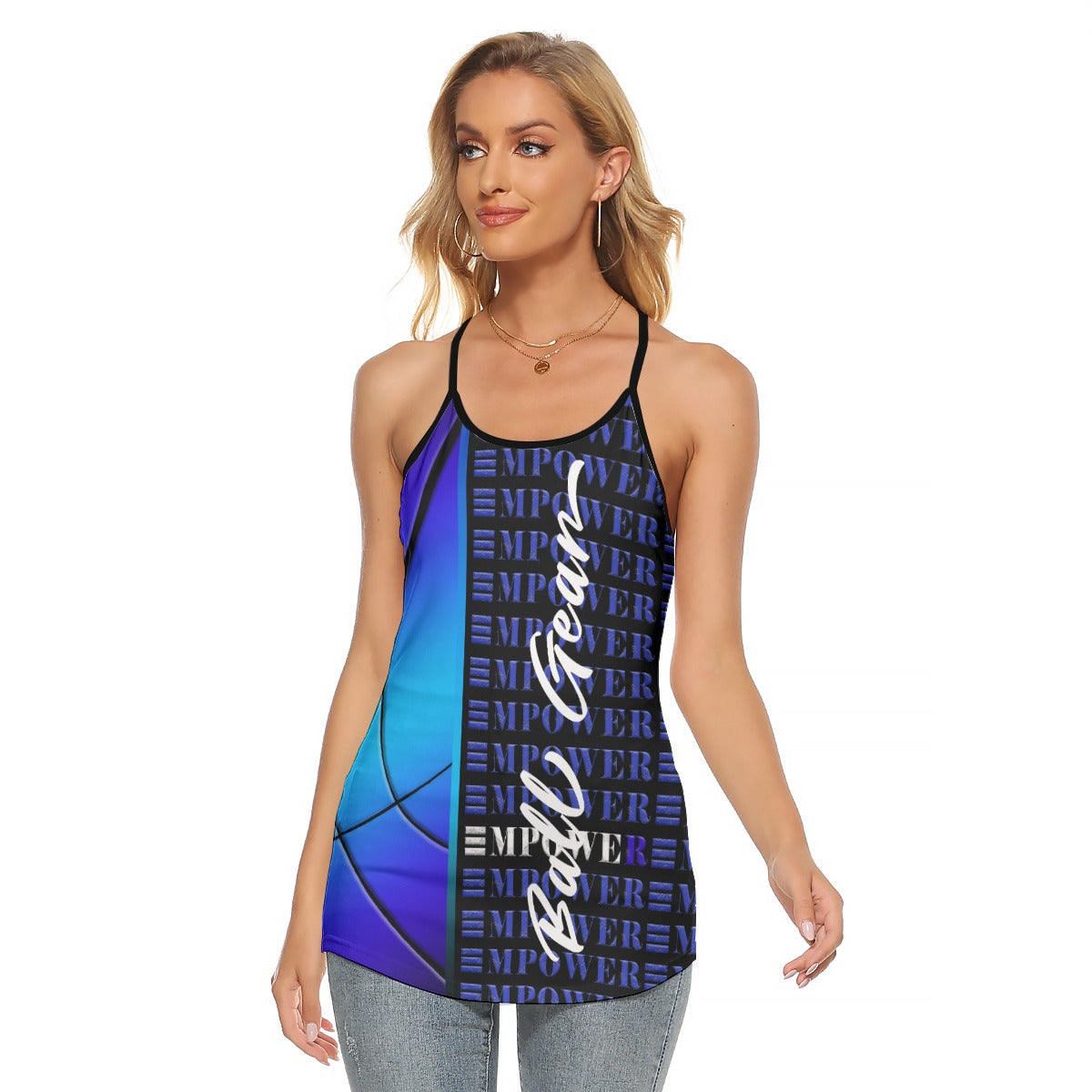 Blue Women's Criss Cross Back Tank