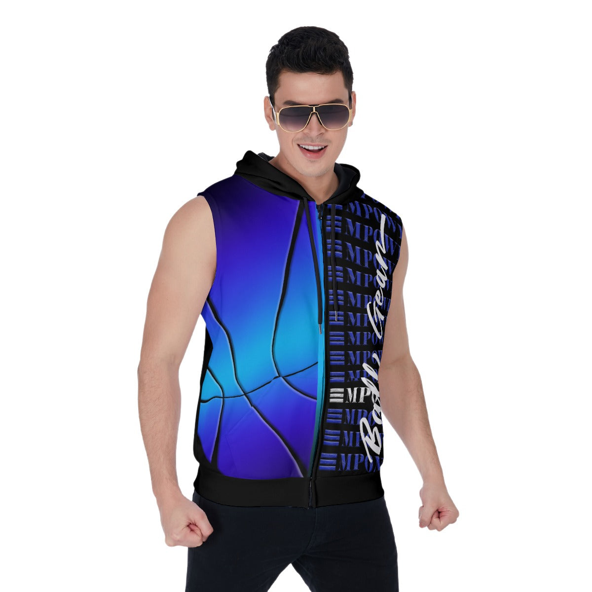 Blue Mens Sleeveless Zip up Hoodies