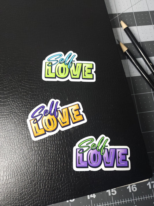self-love vinyl laptop sticker