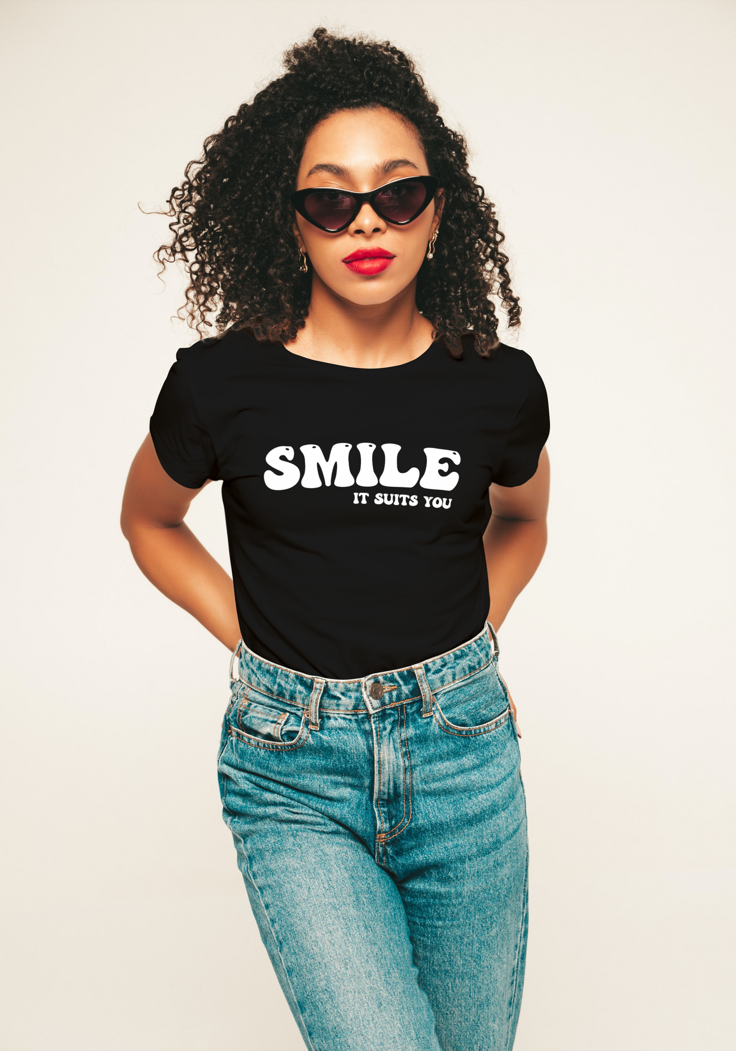 Women's Smile It Suits You Tee (White 3D Vinyl)