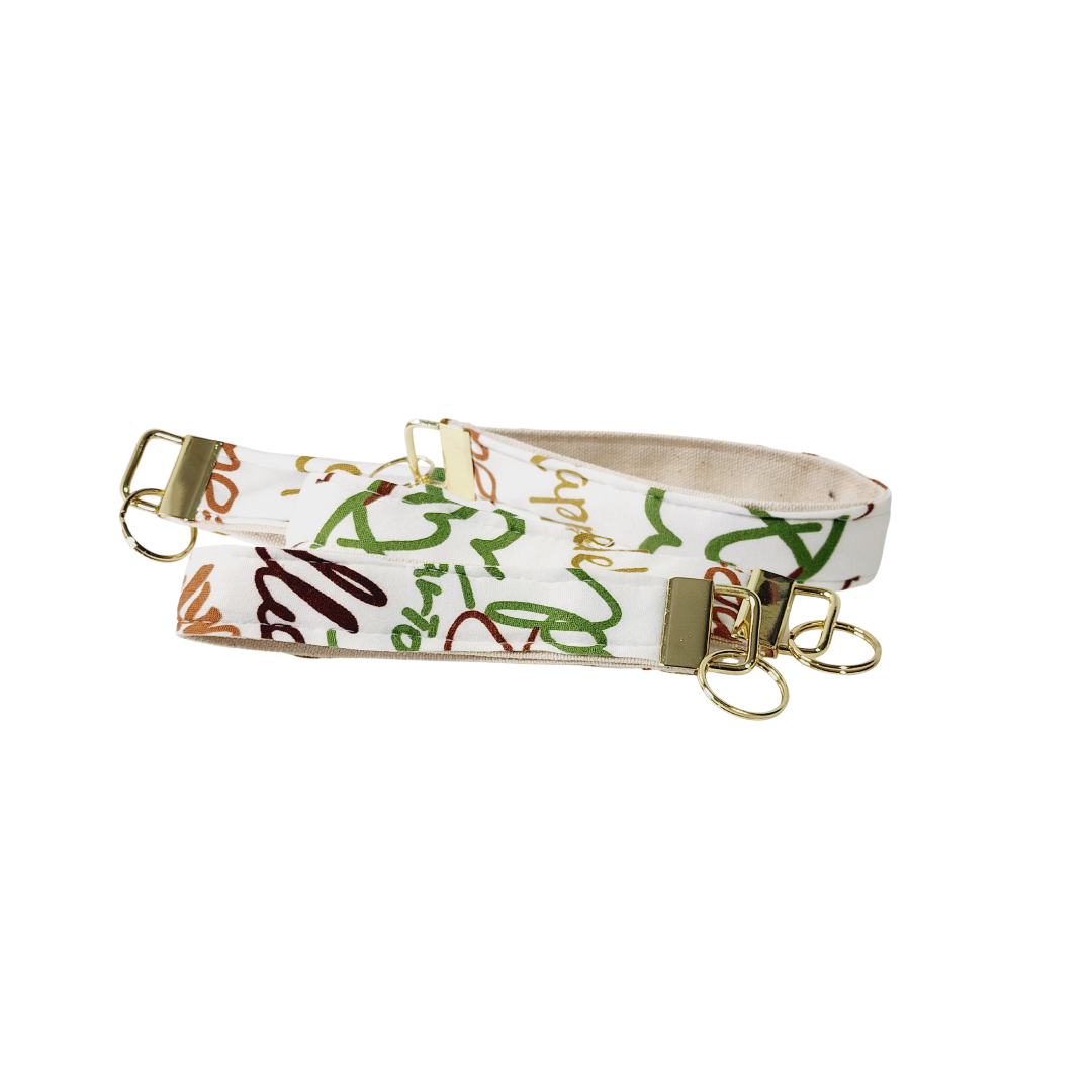 Beige Graffiti Heart Wristletrt Keychain