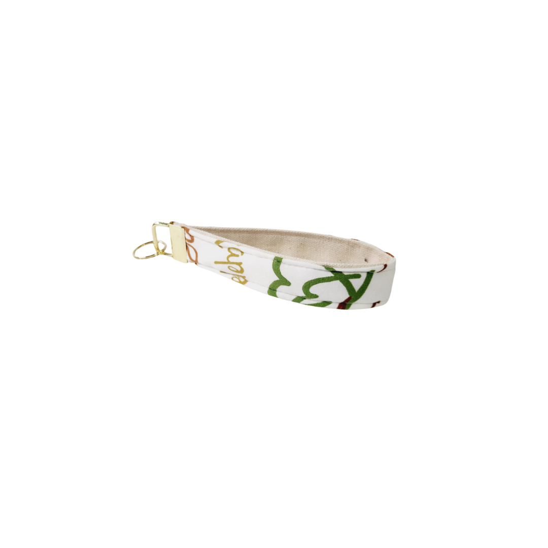 Beige Graffiti Heart Wristlet Keychain
