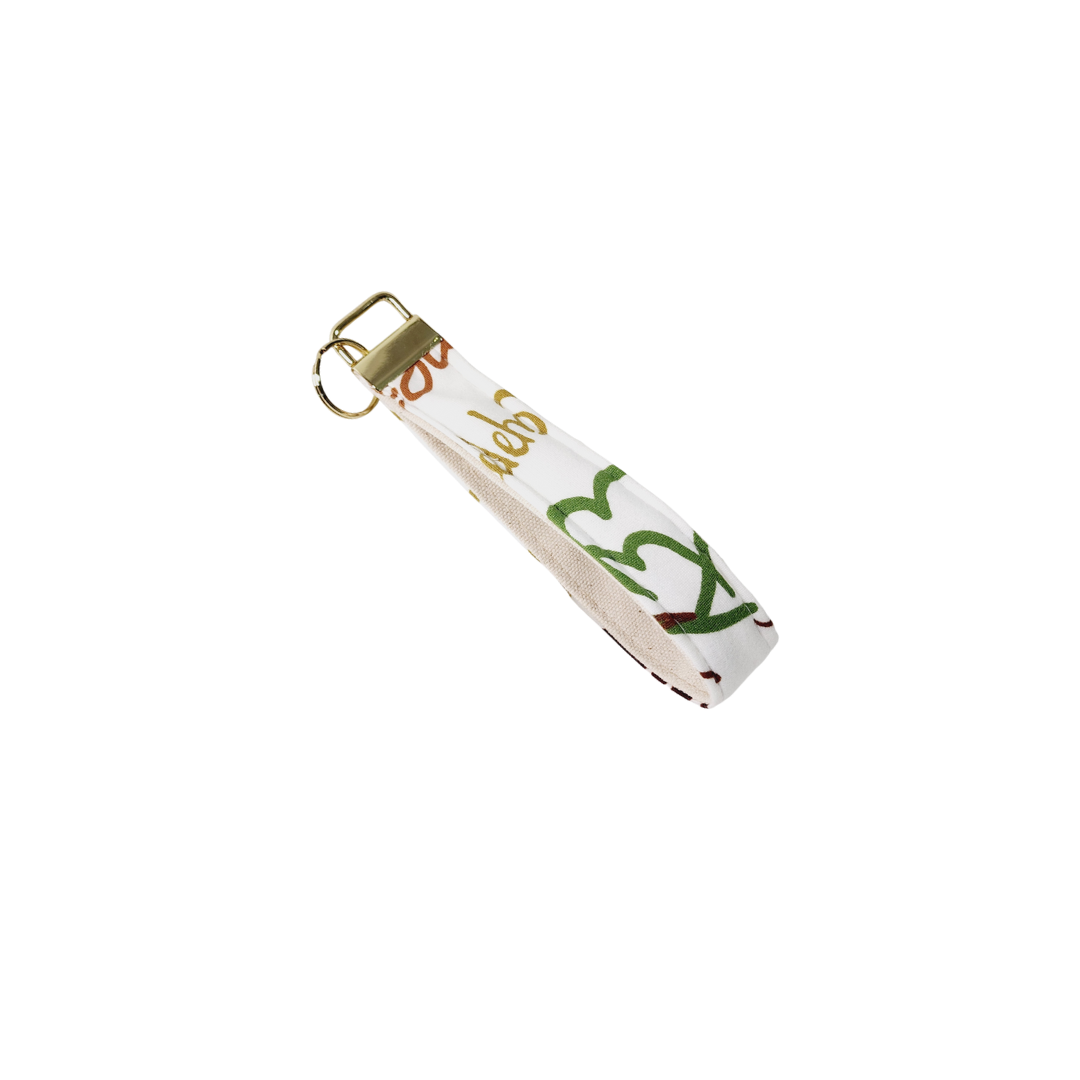 Beige Graffiti Heart Wristlet Keychain