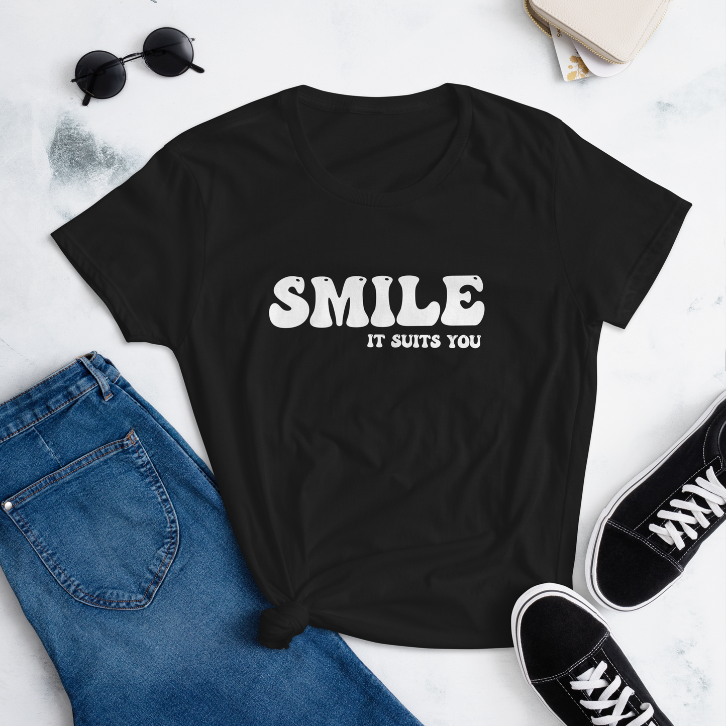 Women's Smile It Suits You Tee (White 3D Vinyl)