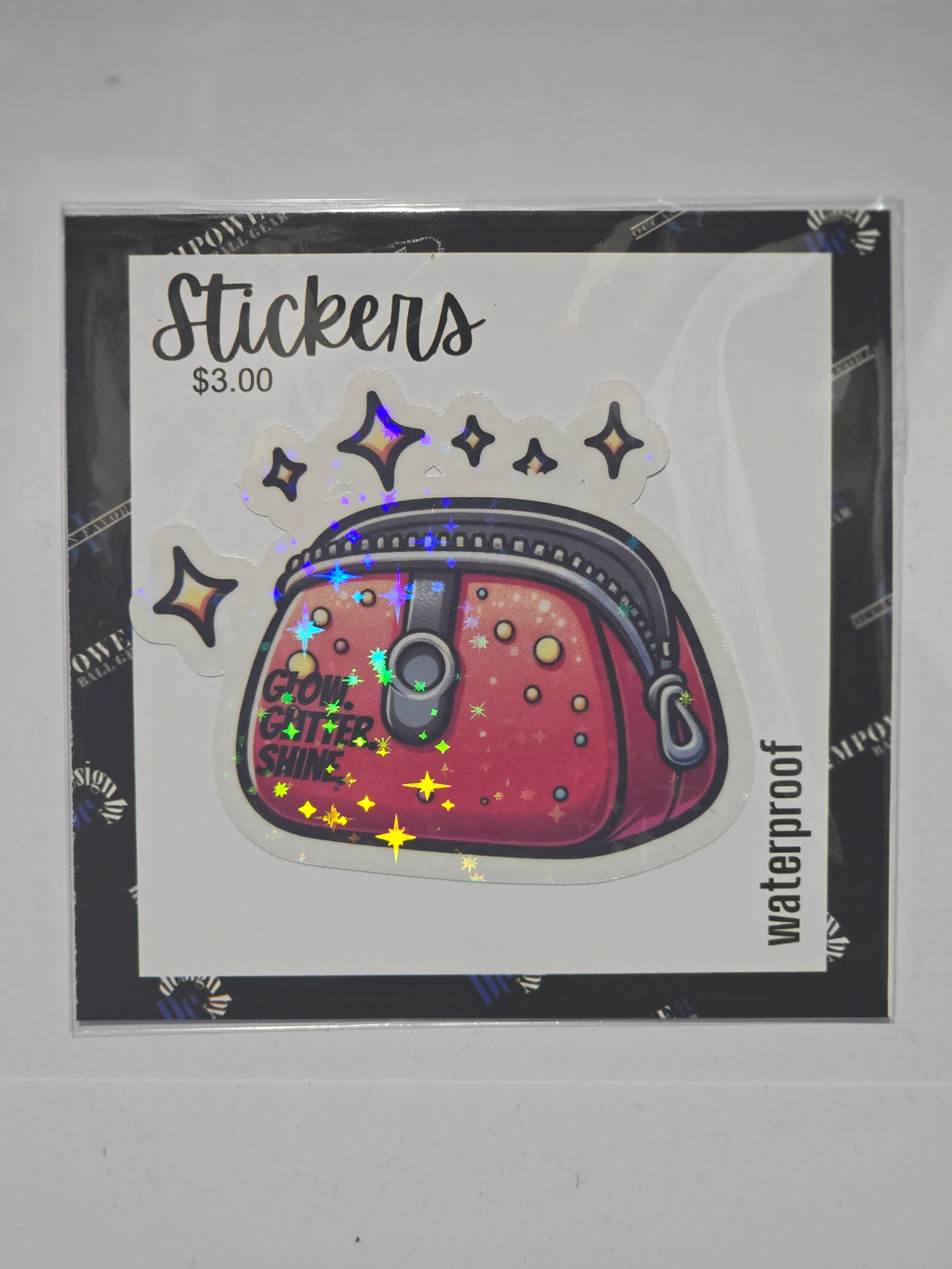 Glow, Glitter, Shine, Pouch Reflective Sticker