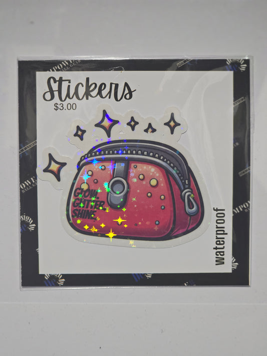 Glow, Glitter, Shine, Pouch Reflective Sticker