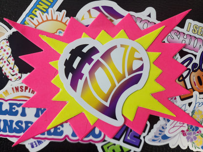 #LOVE Vinyl Laptop Stickers In Rainbow and Purple, Black & Gold