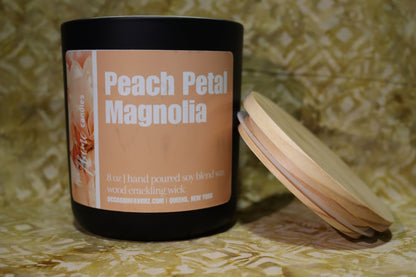 Peach Petal Magnolia Wood Flame Candle