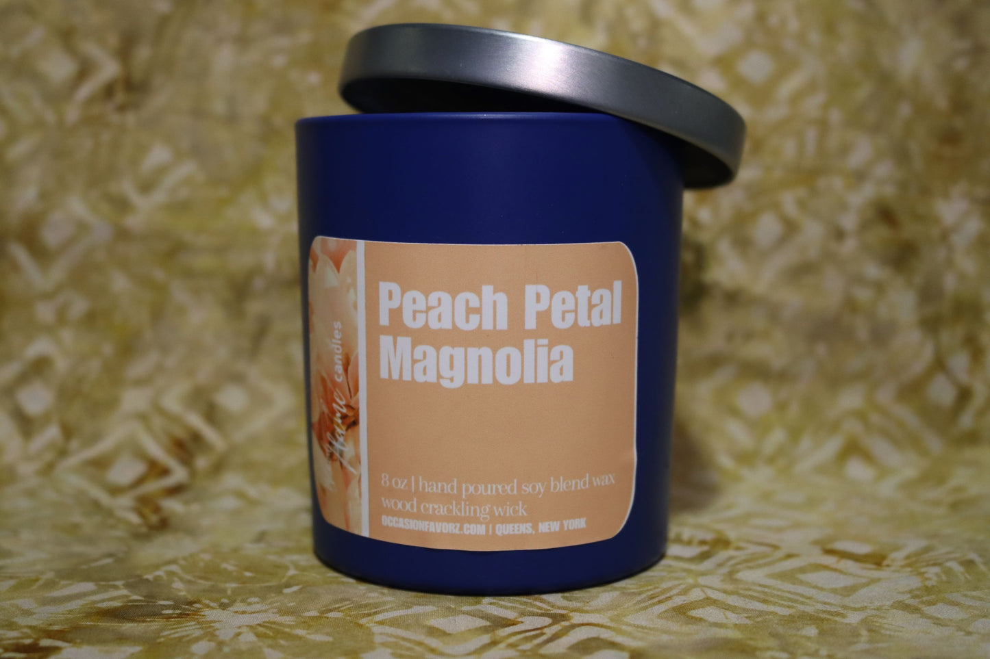 Peach Petal Magnolia Wood Flame Candle