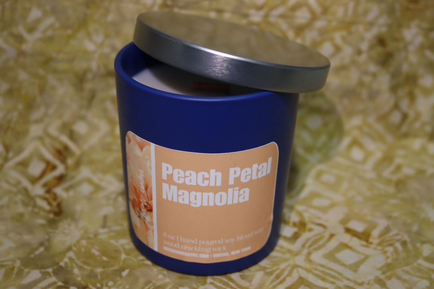 Peach Petal Magnolia Wood Flame Candle