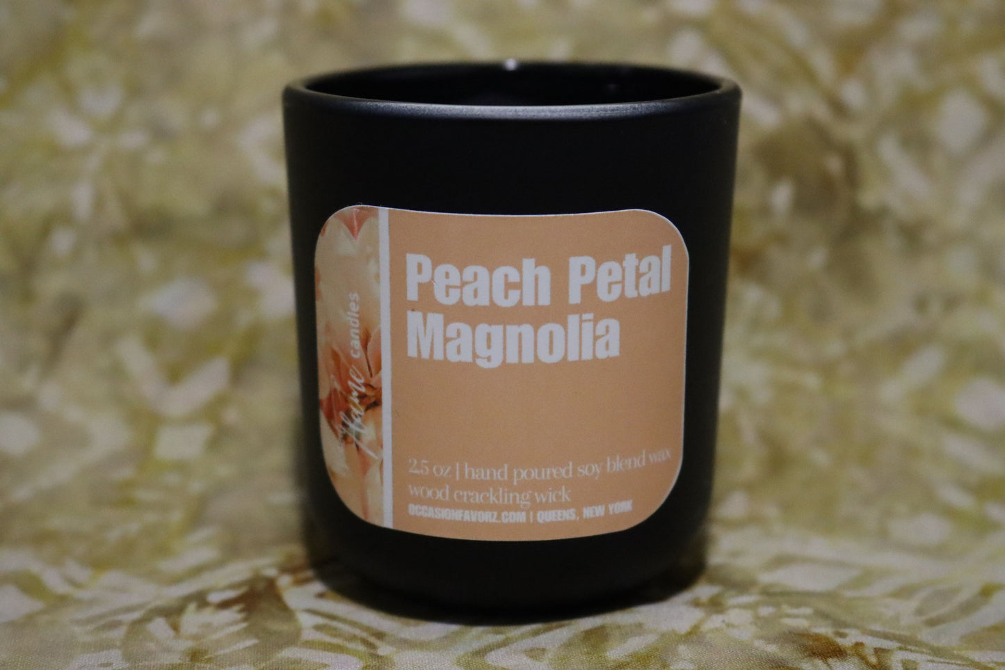 Peach Petal Magnolia Wood Flame Candle