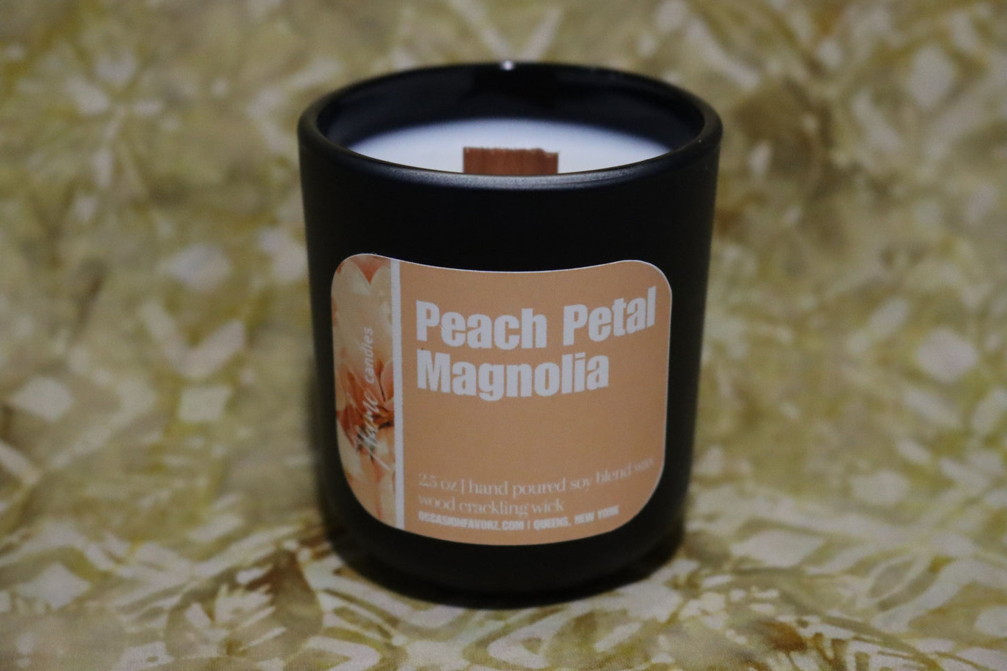 Peach Petal Magnolia Wood Flame Candle