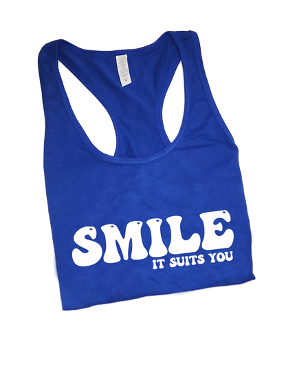 Women's Smile It Suits You Tank Top (White 3D Vinyl)