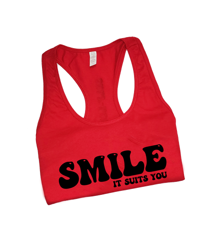 Women's Smile It Suits You Tank Top (Black 3D Vinyl)