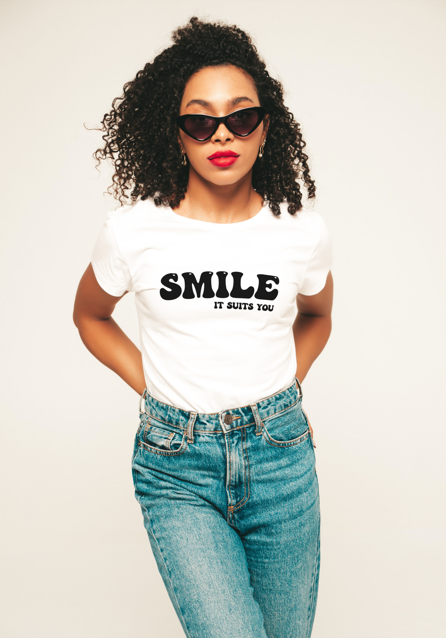 Women's Smile It Suits You Tee (Black 3D Vinyl)