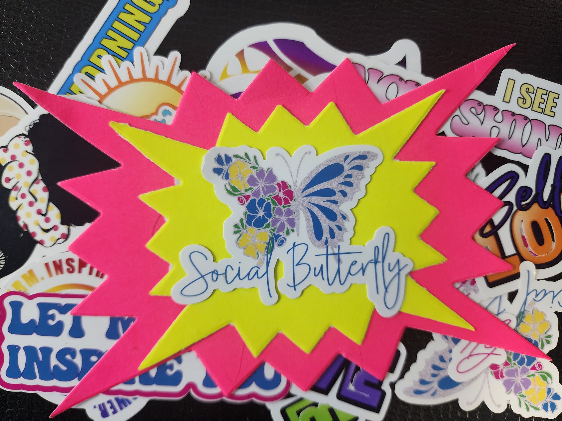 Social Butterfly Vinyl Laptop Stickers
