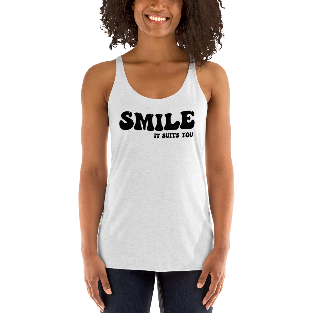 Women's Smile It Suits You Tank Top (Black 3D Vinyl)