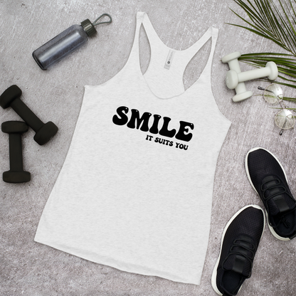 Women's Smile It Suits You Tank Top (Black 3D Vinyl)